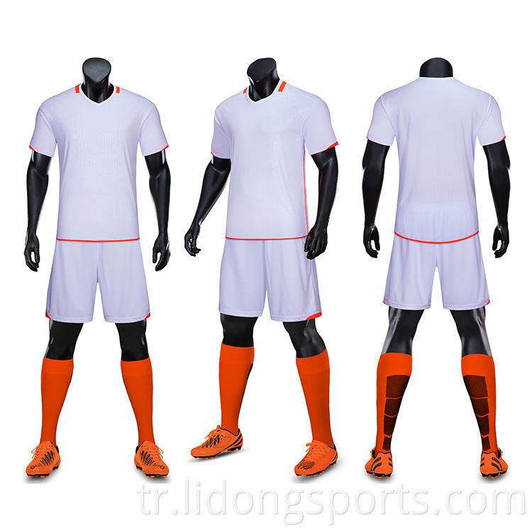 Üretici toptan spor giymek futbol polyester gençlik futbol giyim setleri futbol forması set beyaz